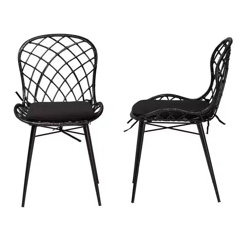 Sedia da pranzo moderna Bohemien in rattan e metallo