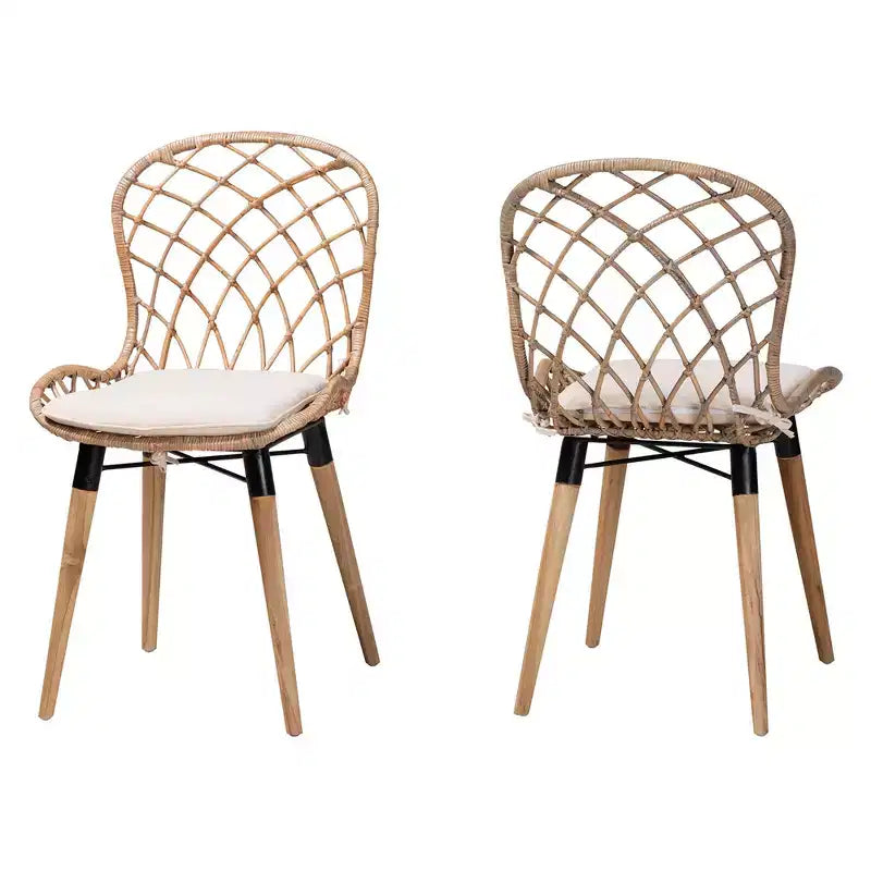 Sedia da pranzo moderna Bohemien in rattan e metallo