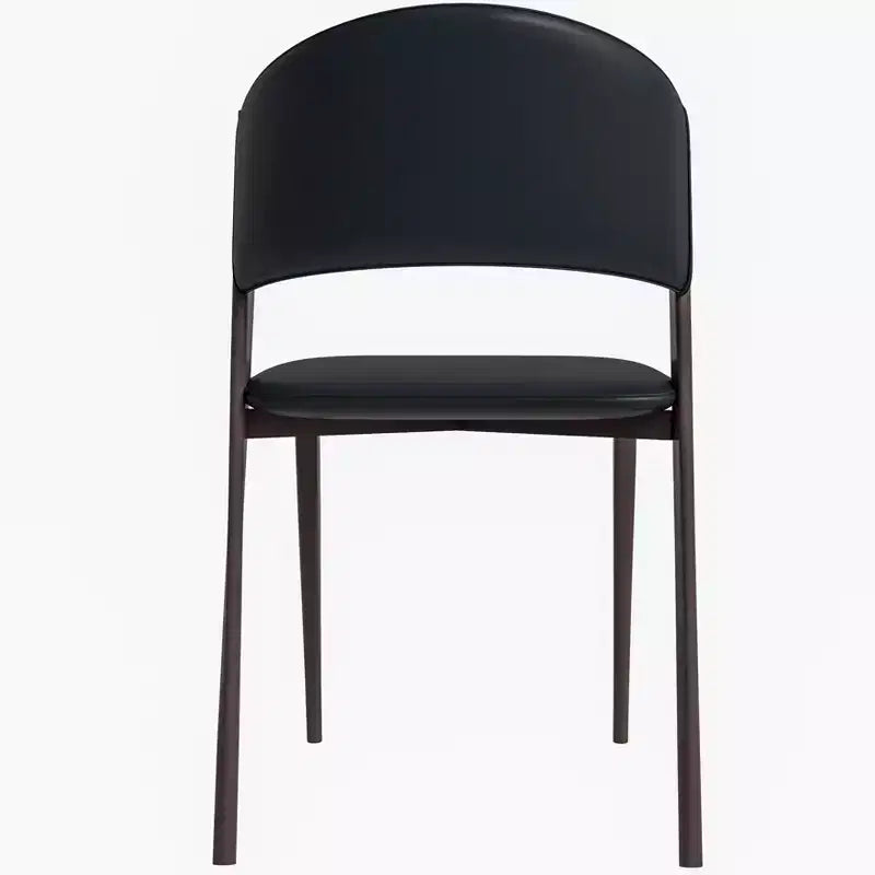 LeisureMod Aspen Sedia da Pranzo Moderna in Pelle PU - Sedia Laterale con Schienale Curvo Ergonomico e Robuste Gambe in Metallo Nero Opaco