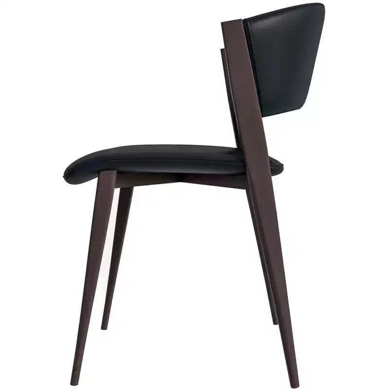 LeisureMod Aspen Sedia da Pranzo Moderna in Pelle PU - Sedia Laterale con Schienale Curvo Ergonomico e Robuste Gambe in Metallo Nero Opaco