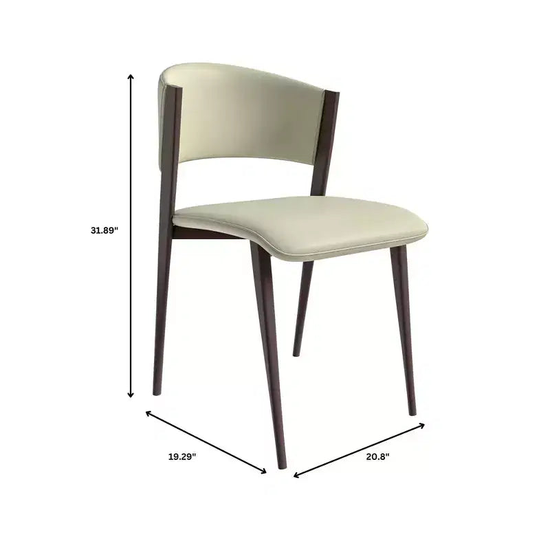 LeisureMod Aspen Sedia da Pranzo Moderna in Pelle PU - Sedia Laterale con Schienale Curvo Ergonomico e Robuste Gambe in Metallo Nero Opaco