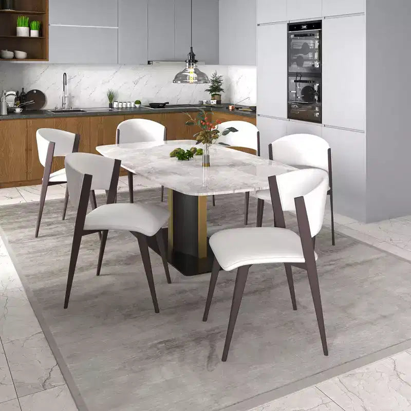 LeisureMod Aspen Sedia da Pranzo Moderna in Pelle PU - Sedia Laterale con Schienale Curvo Ergonomico e Robuste Gambe in Metallo Nero Opaco