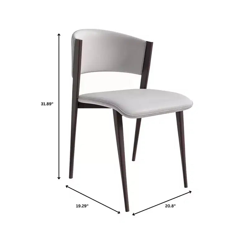 LeisureMod Aspen Sedia da Pranzo Moderna in Pelle PU - Sedia Laterale con Schienale Curvo Ergonomico e Robuste Gambe in Metallo Nero Opaco