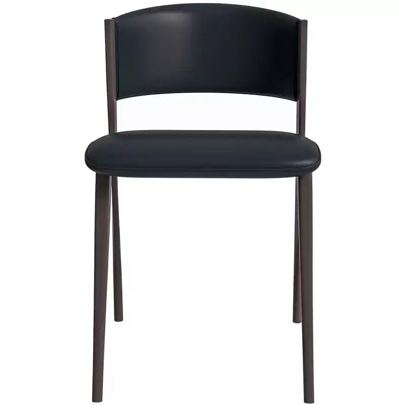 LeisureMod Aspen Sedia da Pranzo Moderna in Pelle PU - Sedia Laterale con Schienale Curvo Ergonomico e Robuste Gambe in Metallo Nero Opaco