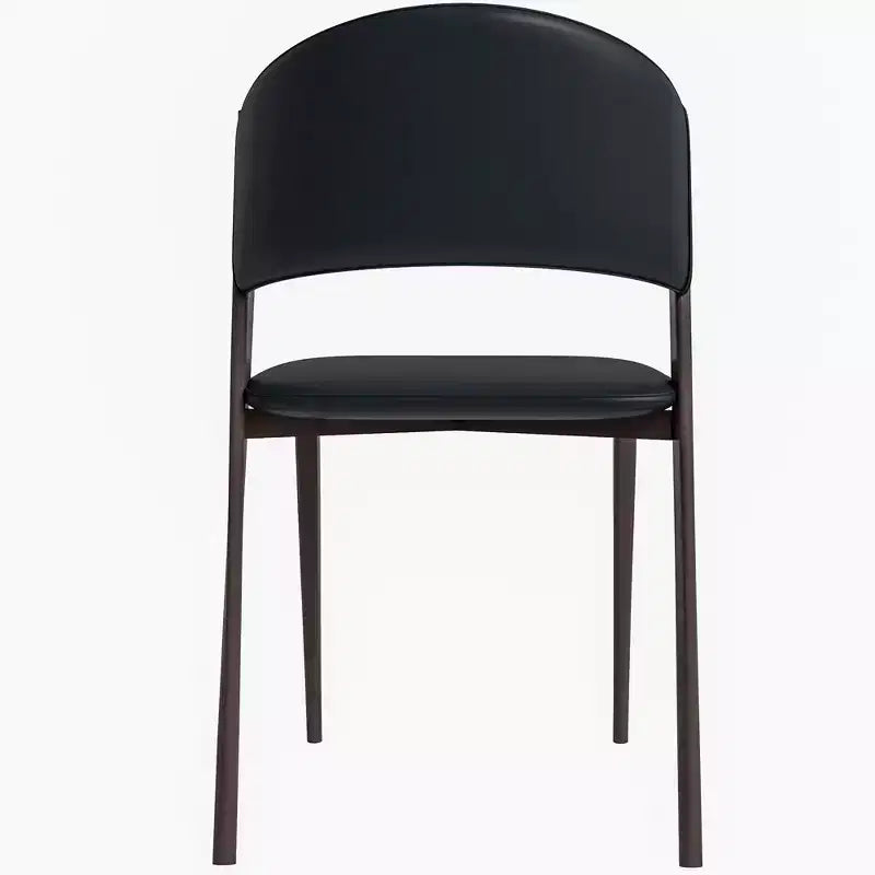 LeisureMod Aspen Sedia da Pranzo Moderna in Pelle PU - Sedia Laterale con Schienale Curvo Ergonomico e Robuste Gambe in Metallo Nero Opaco