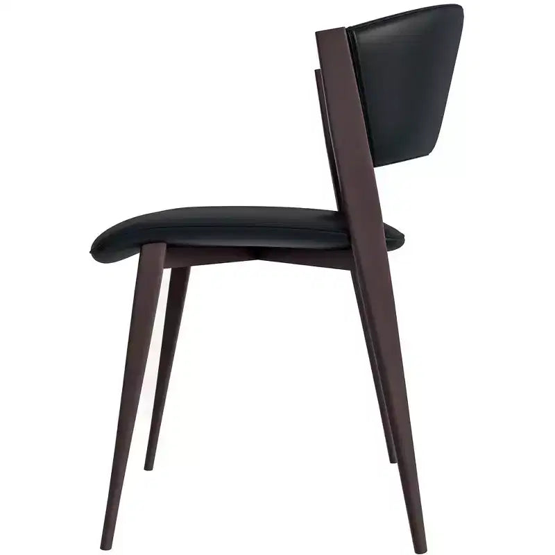 LeisureMod Aspen Sedia da Pranzo Moderna in Pelle PU - Sedia Laterale con Schienale Curvo Ergonomico e Robuste Gambe in Metallo Nero Opaco