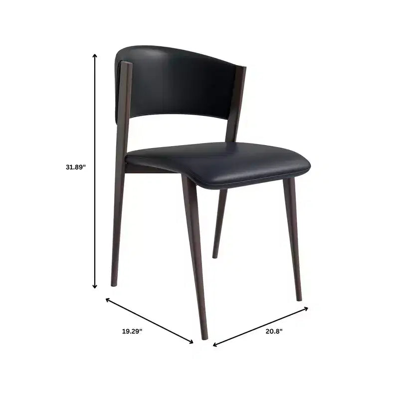 LeisureMod Aspen Sedia da Pranzo Moderna in Pelle PU - Sedia Laterale con Schienale Curvo Ergonomico e Robuste Gambe in Metallo Nero Opaco
