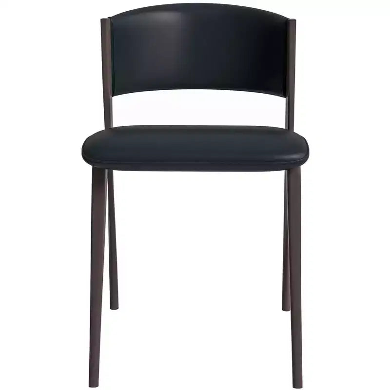 LeisureMod Aspen Sedia da Pranzo Moderna in Pelle PU - Sedia Laterale con Schienale Curvo Ergonomico e Robuste Gambe in Metallo Nero Opaco