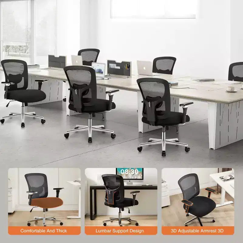 JIONJOY Sedia ergonomica da ufficio con schienale in rete ampia | Nera