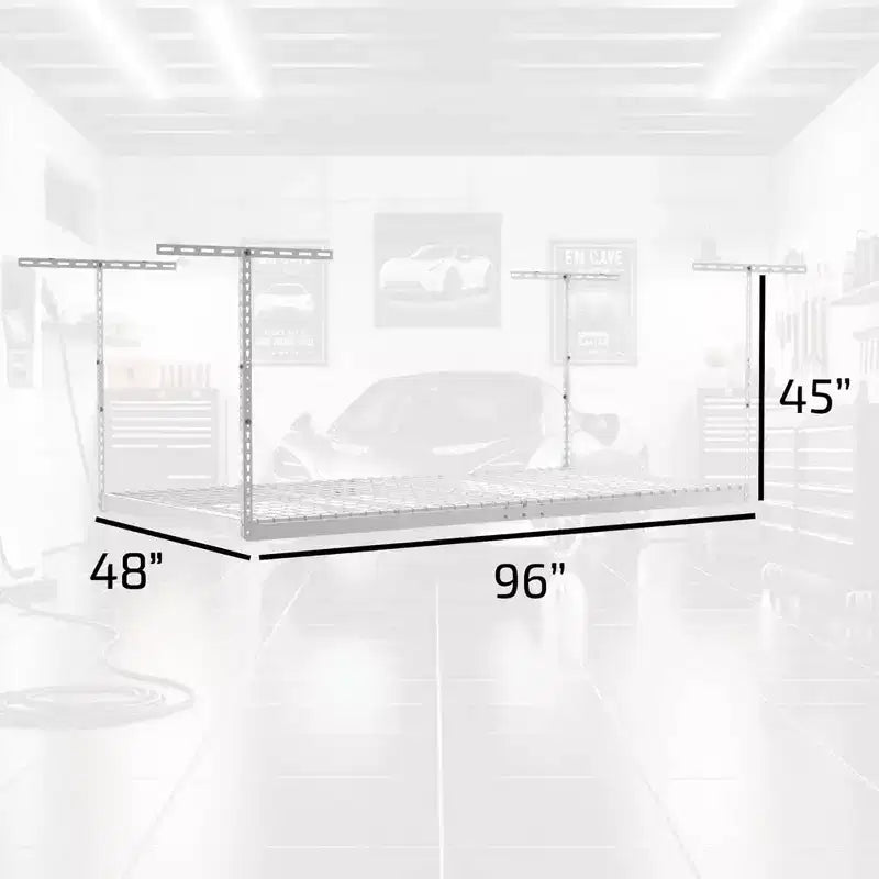 MonsterRax 4' x 8' Scaffale Portatutto da Soffitto per Garage, con Capacità di 227 kg, Bianco