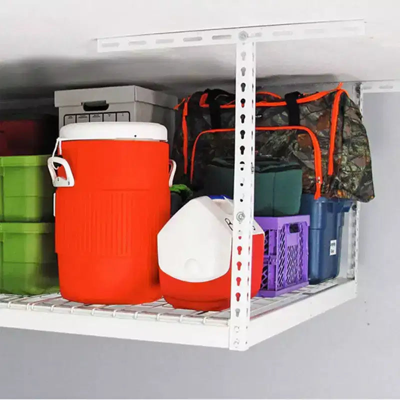 MonsterRax 4' x 8' Scaffale Portatutto da Soffitto per Garage, con Capacità di 227 kg, Bianco