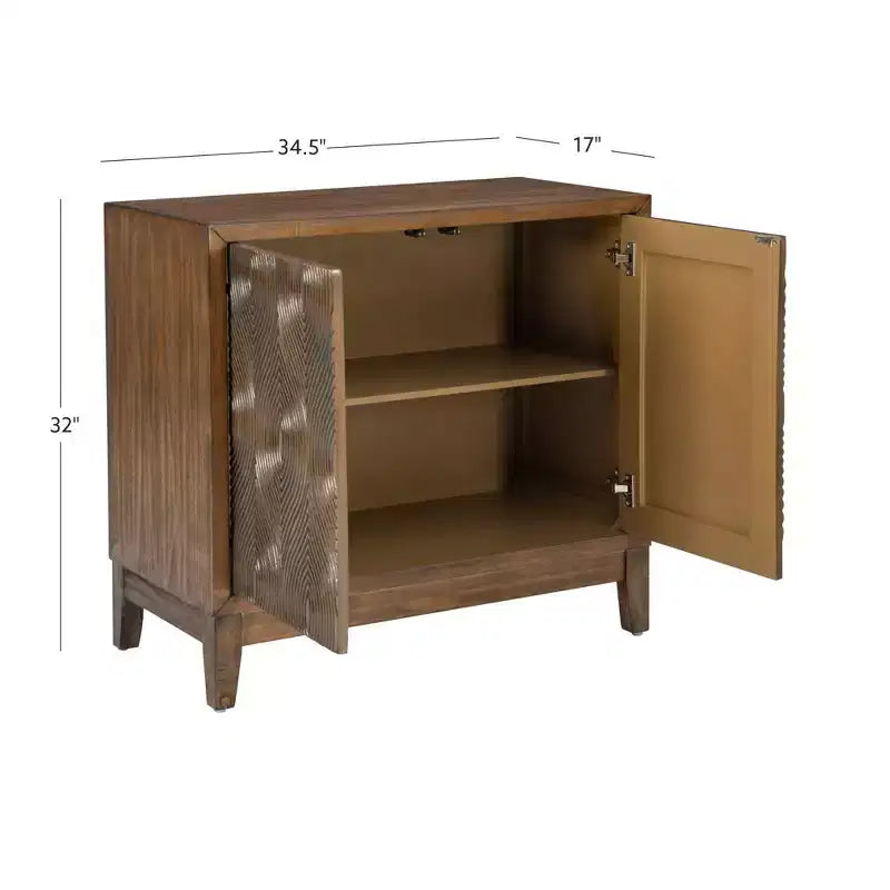 Mobiletto decorativo Powell Buchanan in legno massello a 2 ante e 2 ripiani