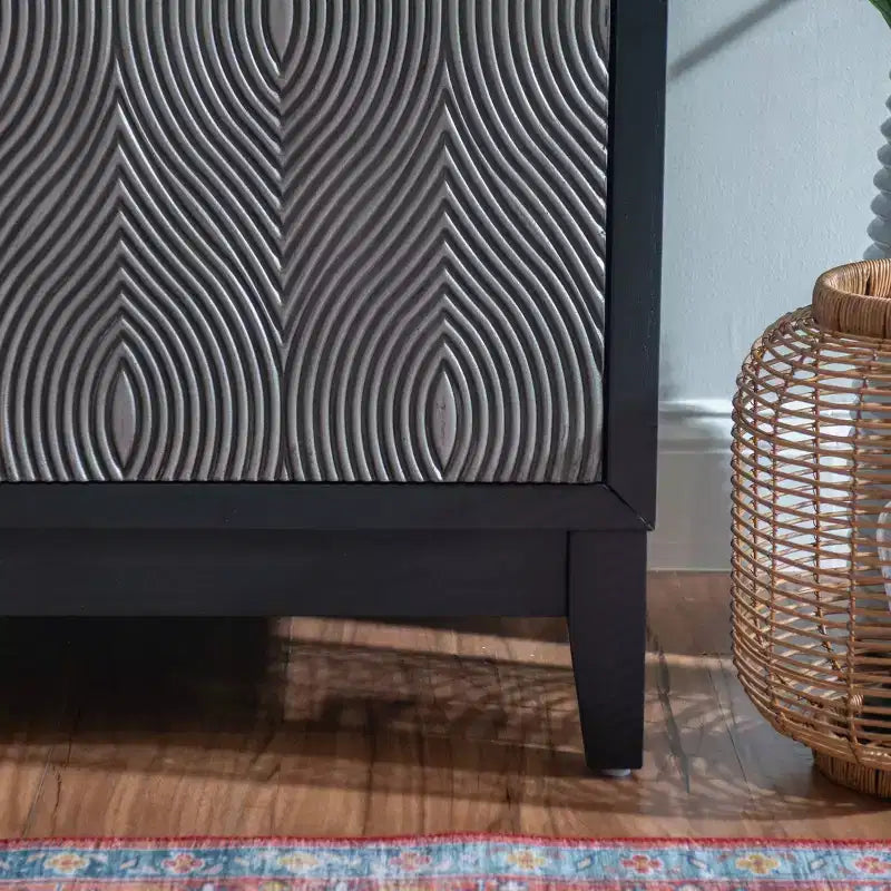 Mobiletto decorativo Powell Buchanan in legno massello a 2 ante e 2 ripiani
