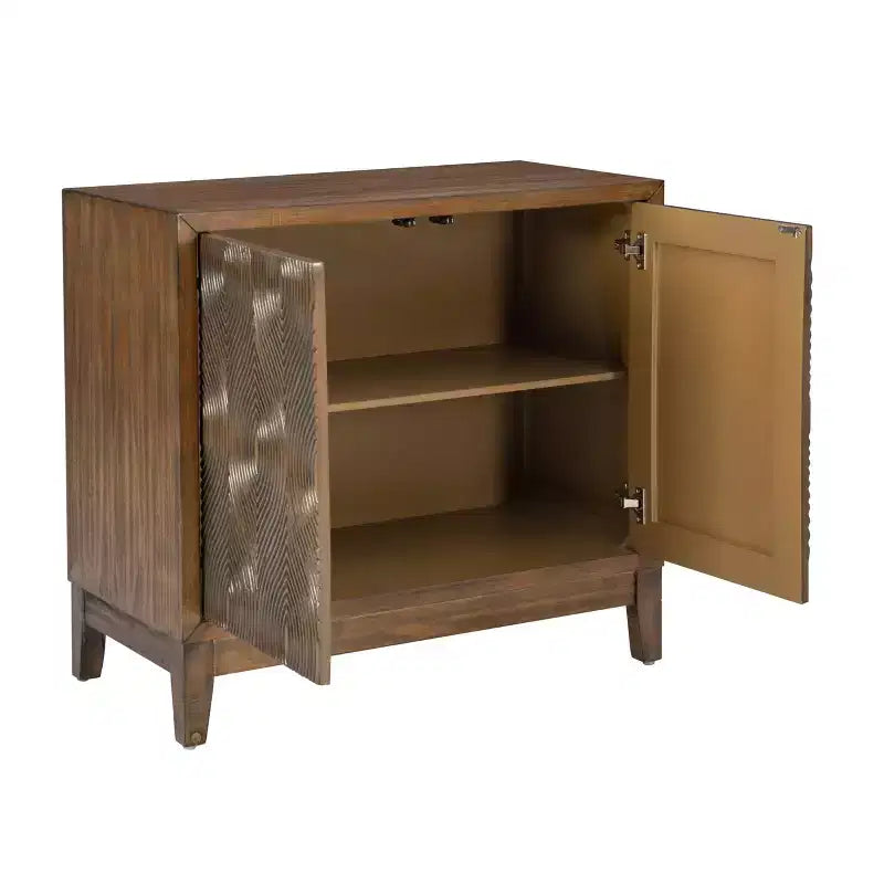 Mobiletto decorativo Powell Buchanan in legno massello a 2 ante e 2 ripiani