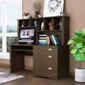 Home Office Desk Computer Desk with Hutch, Writing Desk Workstation with Drawers 4W - ModernLuxe
