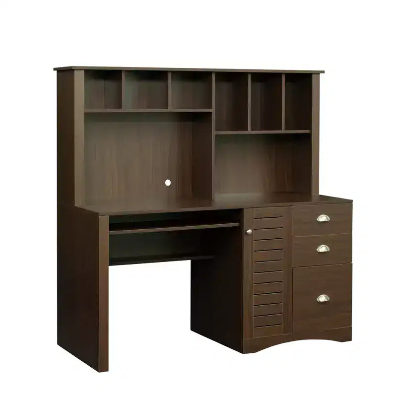 Scrivania per computer con libreria per ufficio, workstation con cassetti 4W - ModernLuxe