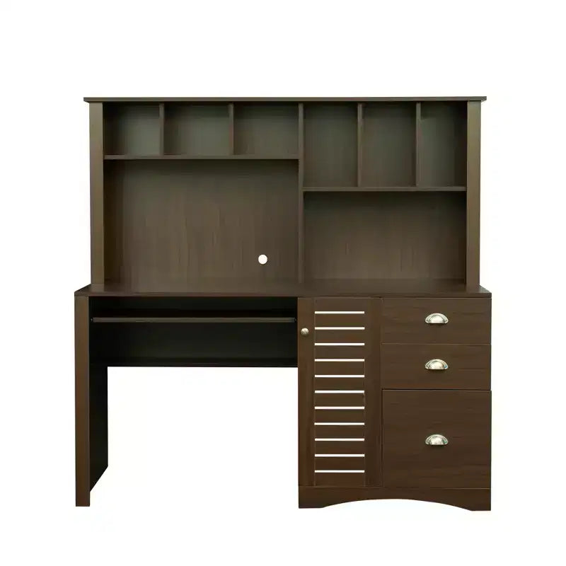 Scrivania per computer con libreria per ufficio, workstation con cassetti 4W - ModernLuxe