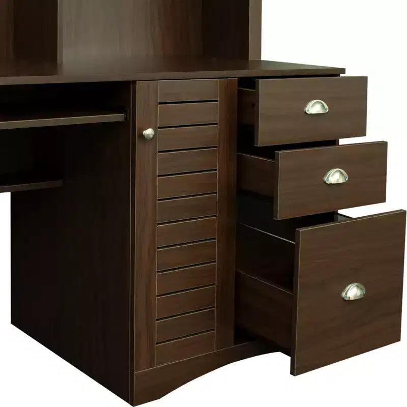 Scrivania per computer con libreria per ufficio, workstation con cassetti 4W - ModernLuxe