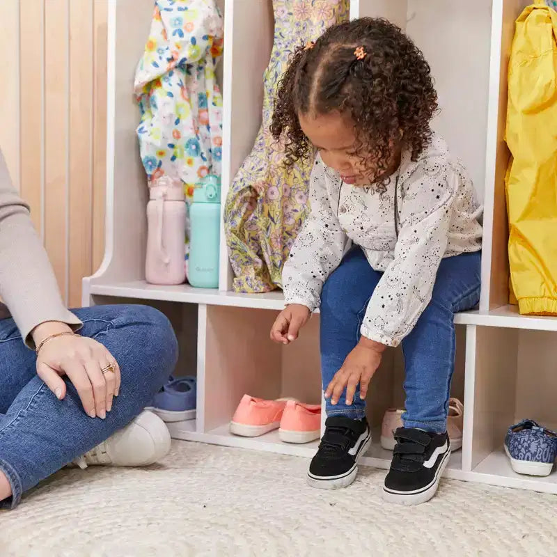 ECR4Kids Appendiabiti a 4 Scomparti con Panca per Bambini, Armadietto per Classe
