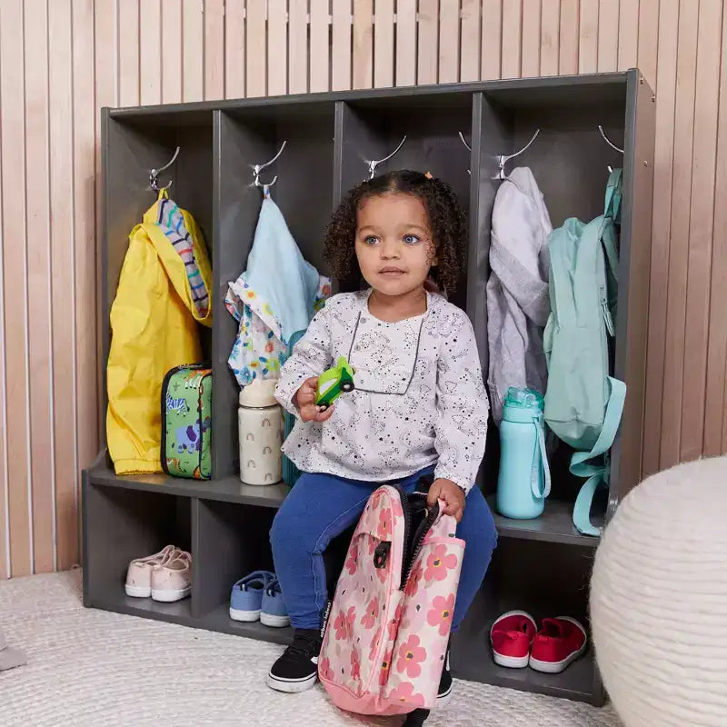 ECR4Kids Appendiabiti a 4 Scomparti con Panca per Bambini, Armadietto per Classe
