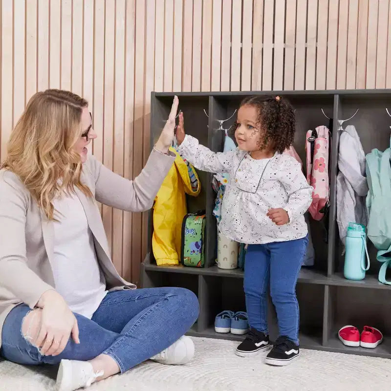 ECR4Kids Appendiabiti a 4 Scomparti con Panca per Bambini, Armadietto per Classe