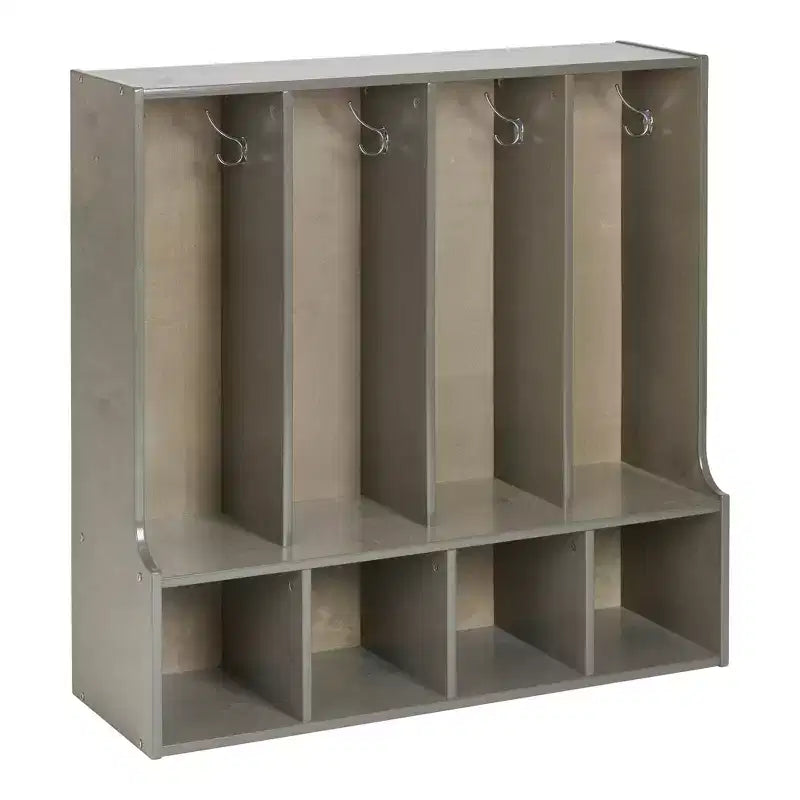 ECR4Kids Streamline 4-Section Toddler Coat Locker with Bench, Classroom Furniture