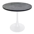 LeisureMod Bristol Mid-Century Modern 36 Round Dining Table with MDF Top and White Iron Base for Kitchen, Dining Room, Breakfast & Small Spaces