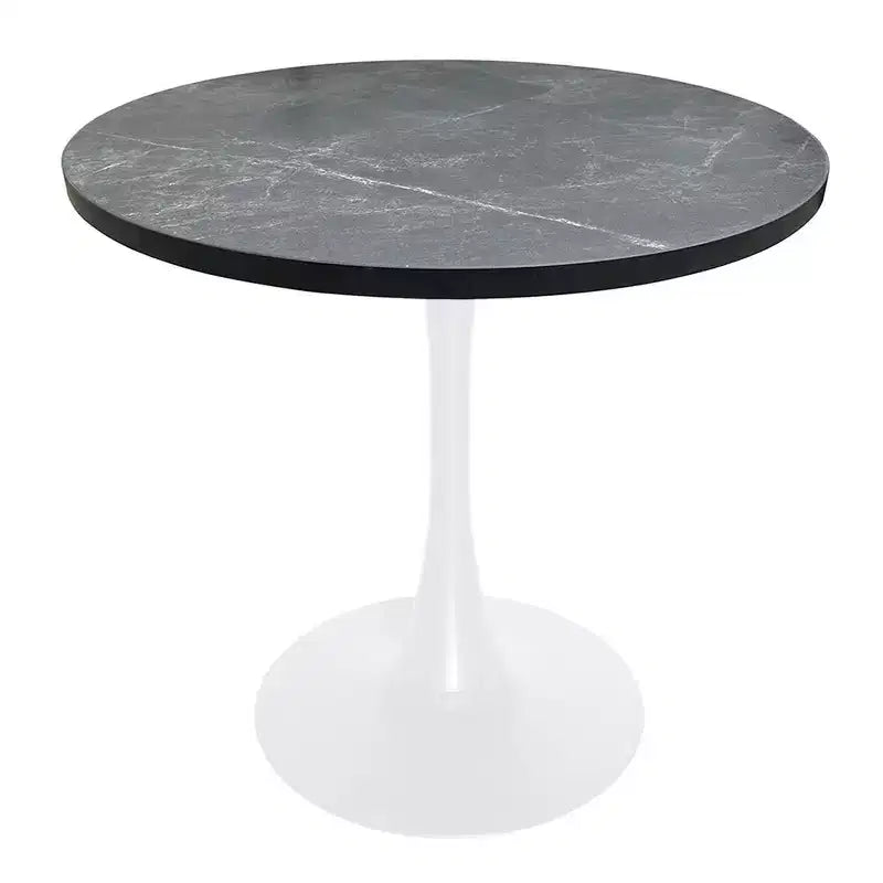 LeisureMod Bristol Mid-Century Modern 36 Round Dining Table with MDF Top and White Iron Base for Kitchen, Dining Room, Breakfast & Small Spaces