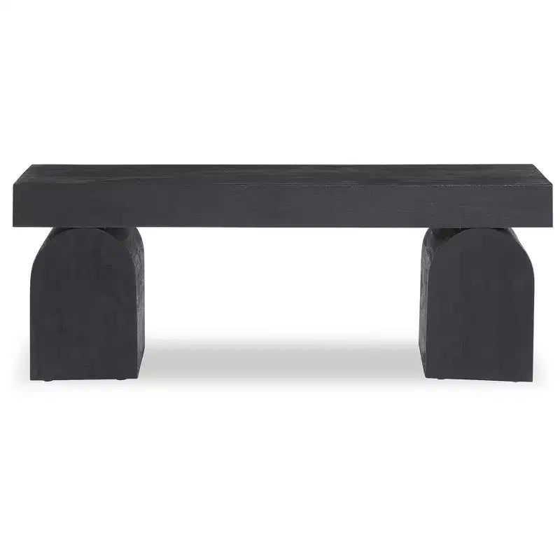 Panca d'accento Signature Design by Ashley Holgrove – Legno massiccio nero opaco con gambe decorative oversize