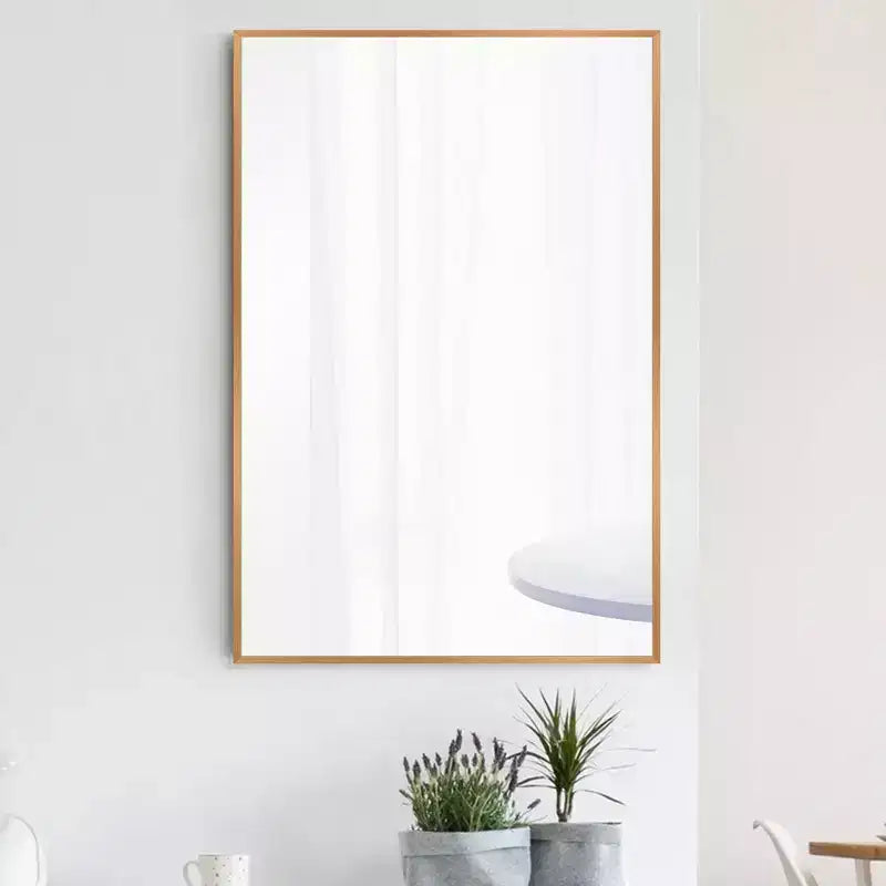 Dovelina Specchio Moderno Rettangolare da Parete Nero con Bordo Sottile in Alluminio Decorativo