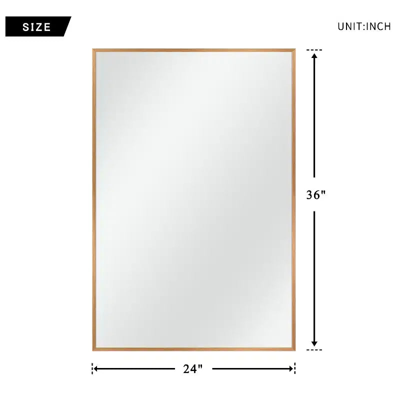 Dovelina Specchio Moderno Rettangolare da Parete Nero con Bordo Sottile in Alluminio Decorativo