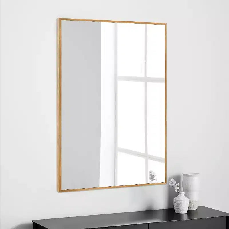 Dovelina Specchio Moderno Rettangolare da Parete Nero con Bordo Sottile in Alluminio Decorativo