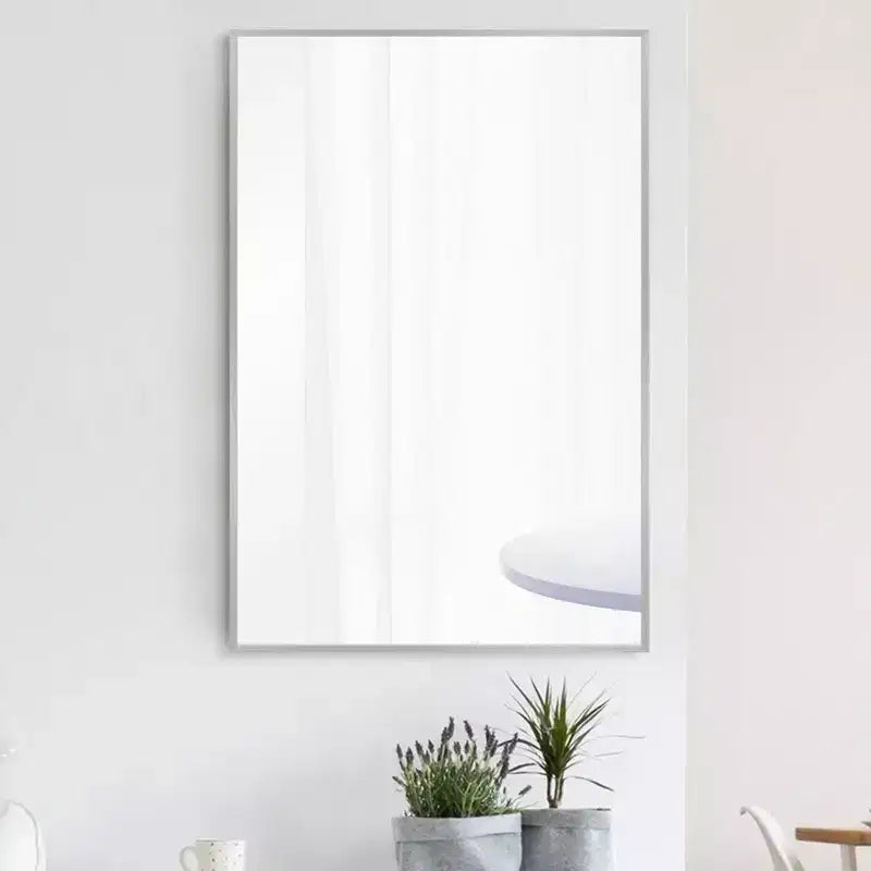 Dovelina Specchio Moderno Rettangolare da Parete Nero con Bordo Sottile in Alluminio Decorativo