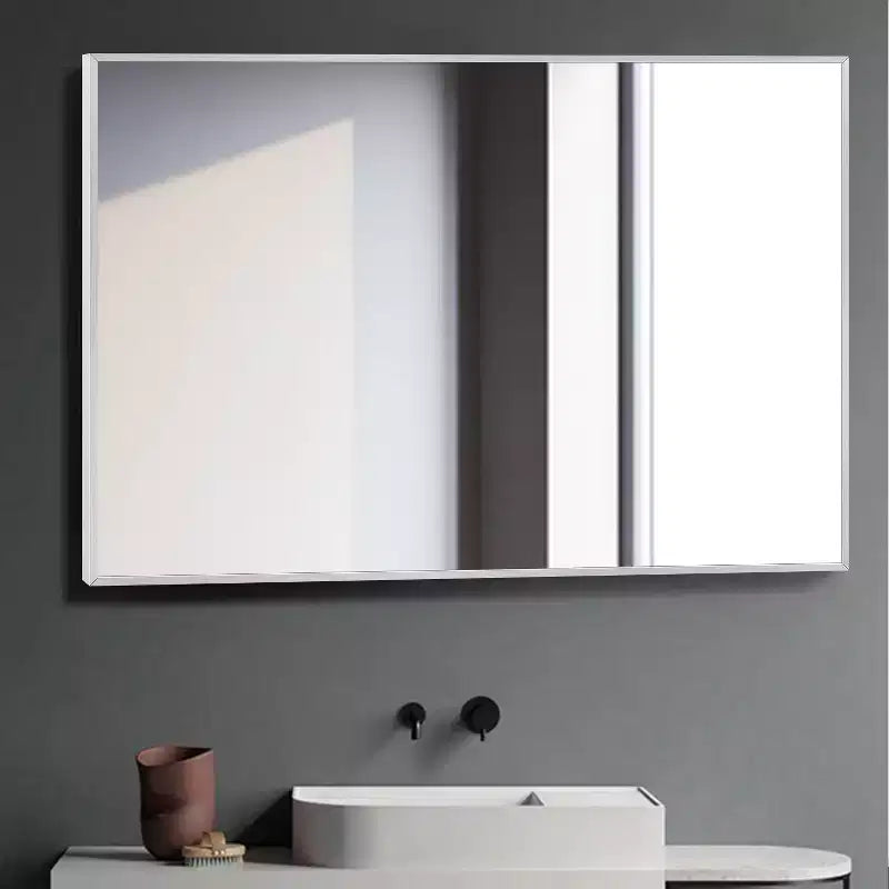 Dovelina Specchio Moderno Rettangolare da Parete Nero con Bordo Sottile in Alluminio Decorativo