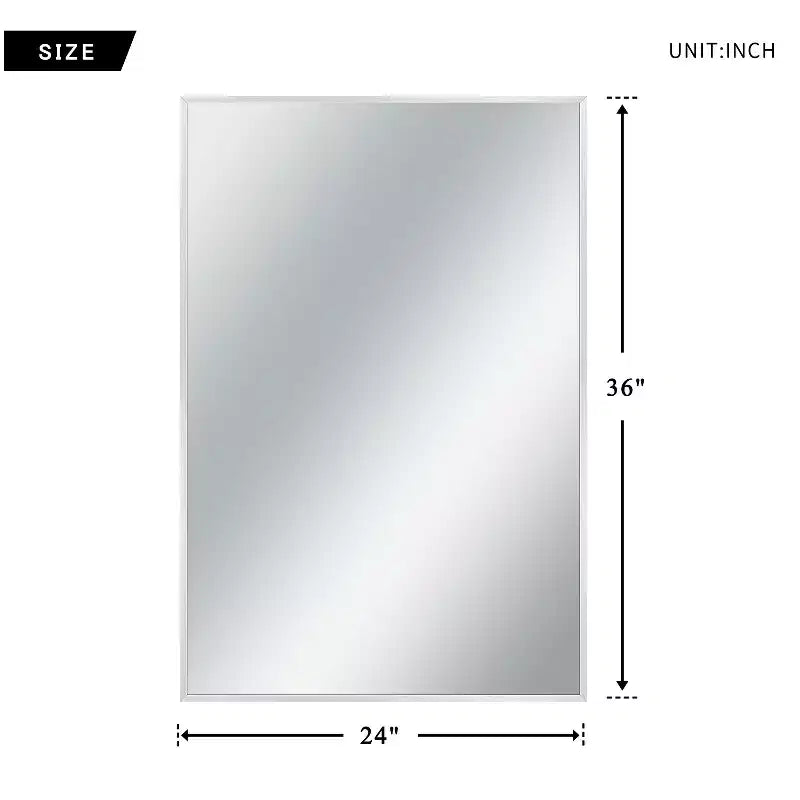 Dovelina Specchio Moderno Rettangolare da Parete Nero con Bordo Sottile in Alluminio Decorativo