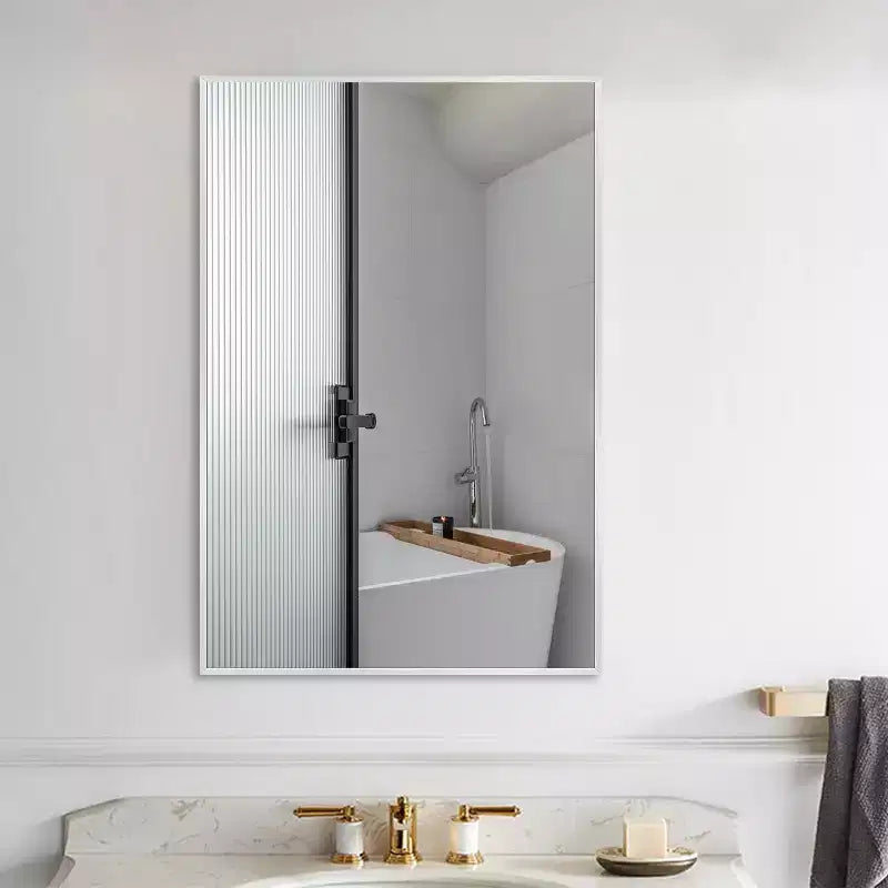 Dovelina Specchio Moderno Rettangolare da Parete Nero con Bordo Sottile in Alluminio Decorativo