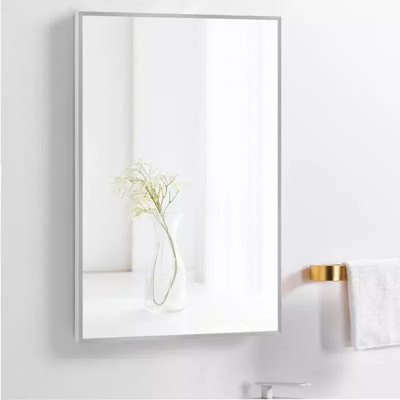 Dovelina Specchio Moderno Rettangolare da Parete Nero con Bordo Sottile in Alluminio Decorativo