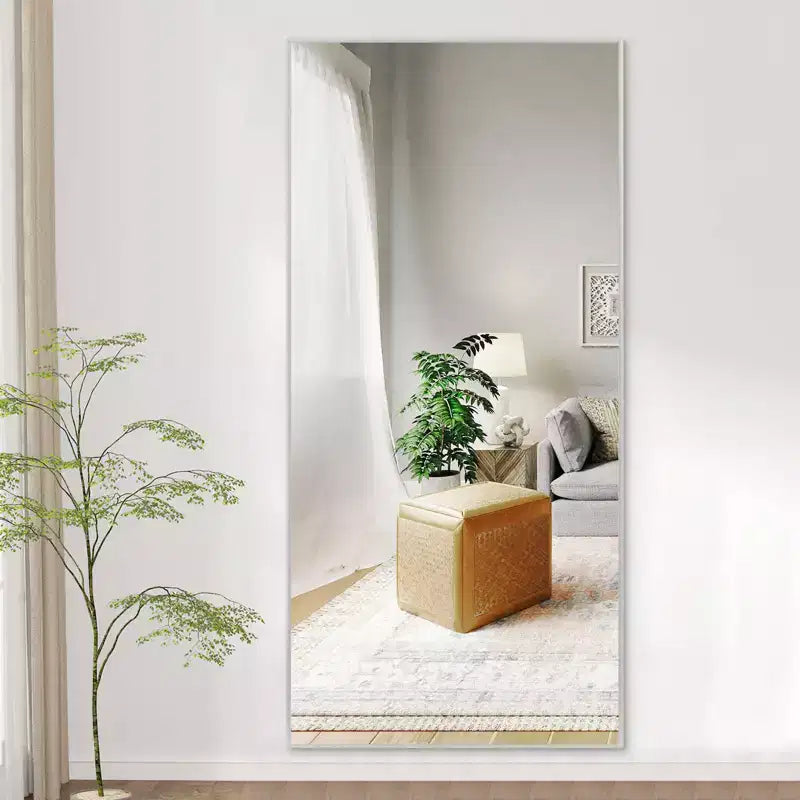 Dovelina Specchio Moderno Rettangolare da Parete Nero con Bordo Sottile in Alluminio Decorativo