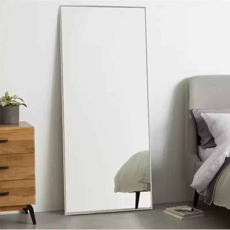 Dovelina Specchio Moderno Rettangolare da Parete Nero con Bordo Sottile in Alluminio Decorativo
