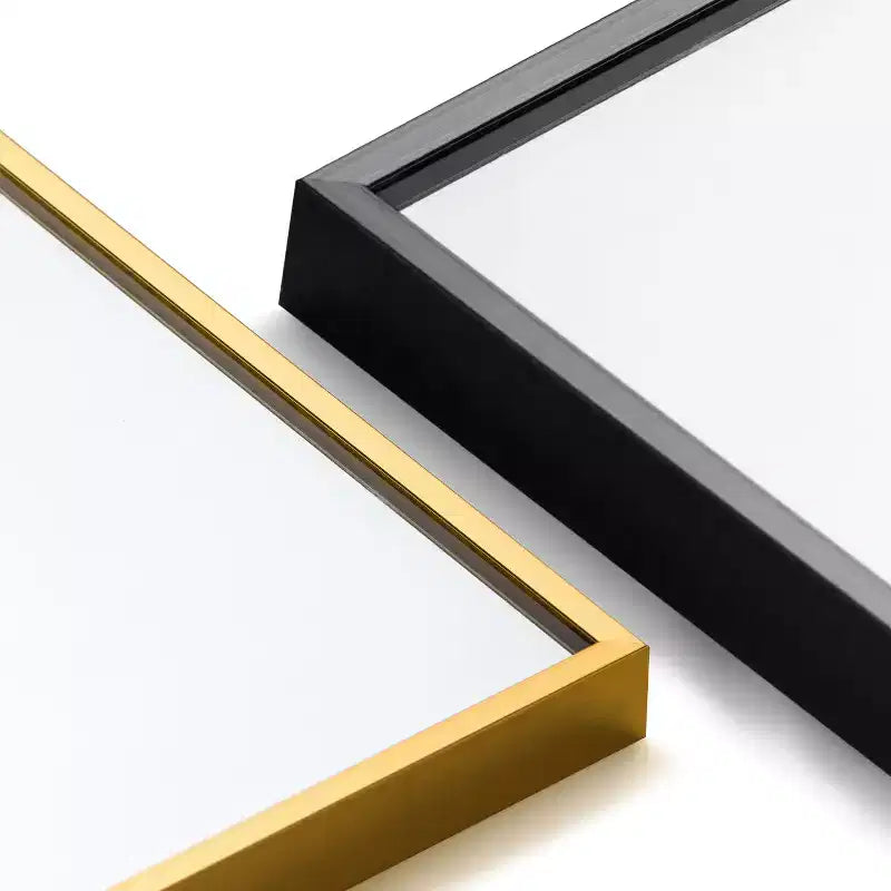 Dovelina Specchio Moderno Rettangolare da Parete Nero con Bordo Sottile in Alluminio Decorativo