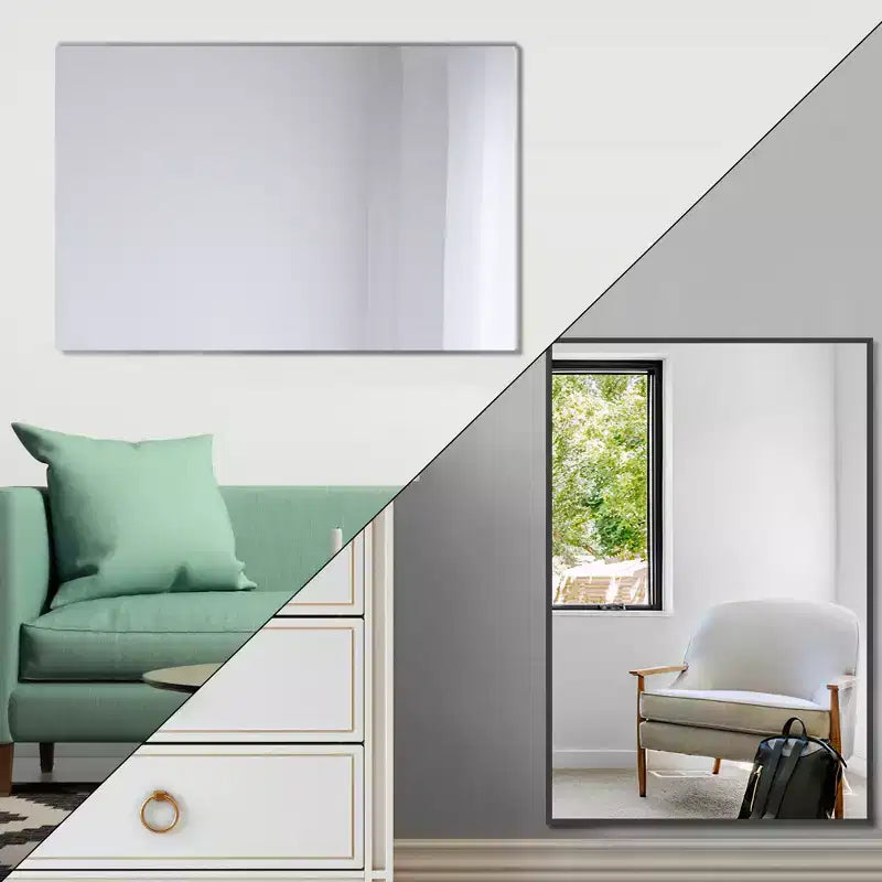 Dovelina Specchio Moderno Rettangolare da Parete Nero con Bordo Sottile in Alluminio Decorativo
