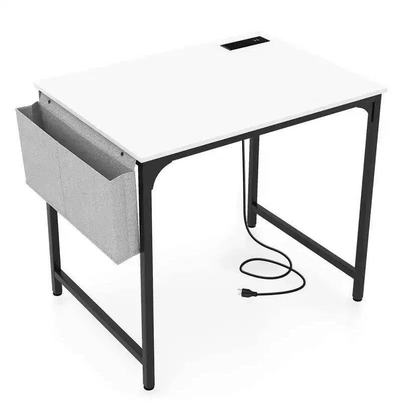Costway Scrivania da sala riunioni da 32" Set da 2/4/6 con stazione di ricarica e gancio per cuffie Struttura in metallo Bianco