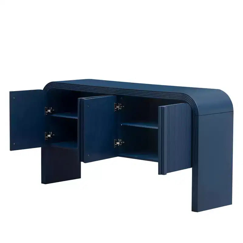 Credenza a righe da 63 pollici con 4 ante, armadio contenitore con ripiani regolabili 4L - ModernLuxe