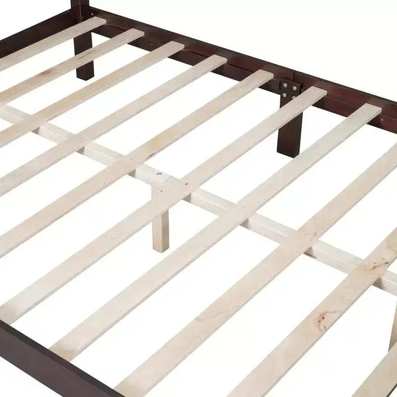 Struttura letto a piattaforma in legno matrimoniale Queen Size Stile retrò con doghe in legno Facilità di montaggio