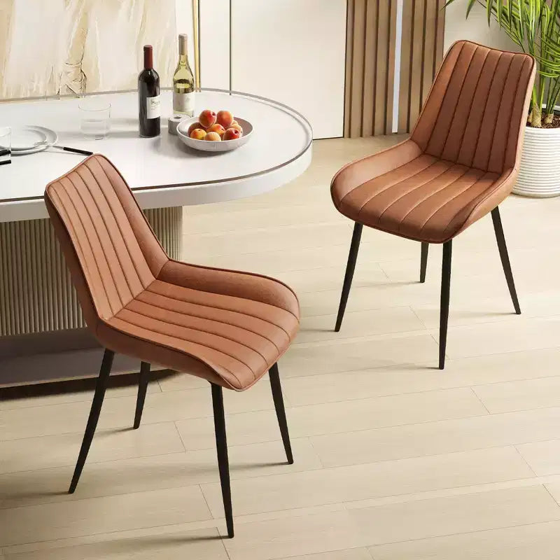 Costway Set di 2 Sedie da Pranzo Imbottite con Gambe in Metallo e Sedile Imbottito Marrone/Grigio