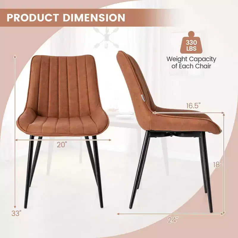 Costway Set di 2 Sedie da Pranzo Imbottite con Gambe in Metallo e Sedile Imbottito Marrone/Grigio
