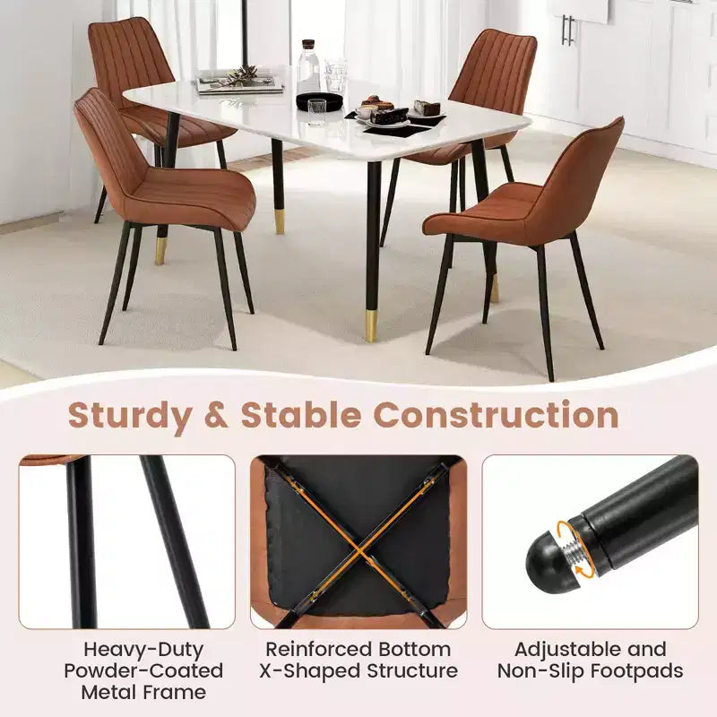 Costway Set di 2 Sedie da Pranzo Imbottite con Gambe in Metallo e Sedile Imbottito Marrone/Grigio