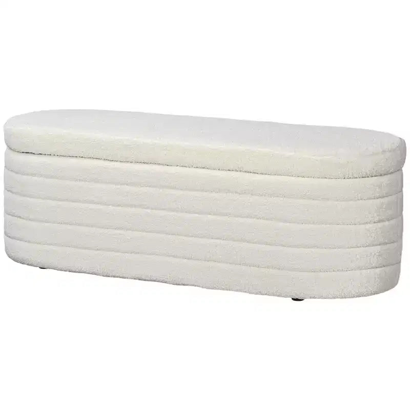 Panca da fondo letto HOMCOM, panca contenitore rivestita in pile Teddy con struttura in legno per soggiorno, ingresso, camera da letto, bianco crema