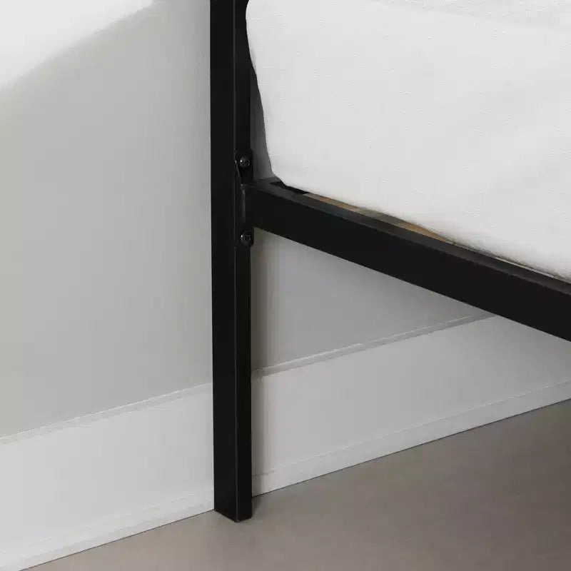 South Shore Letto a piattaforma in metallo con canna naturale/nero puro