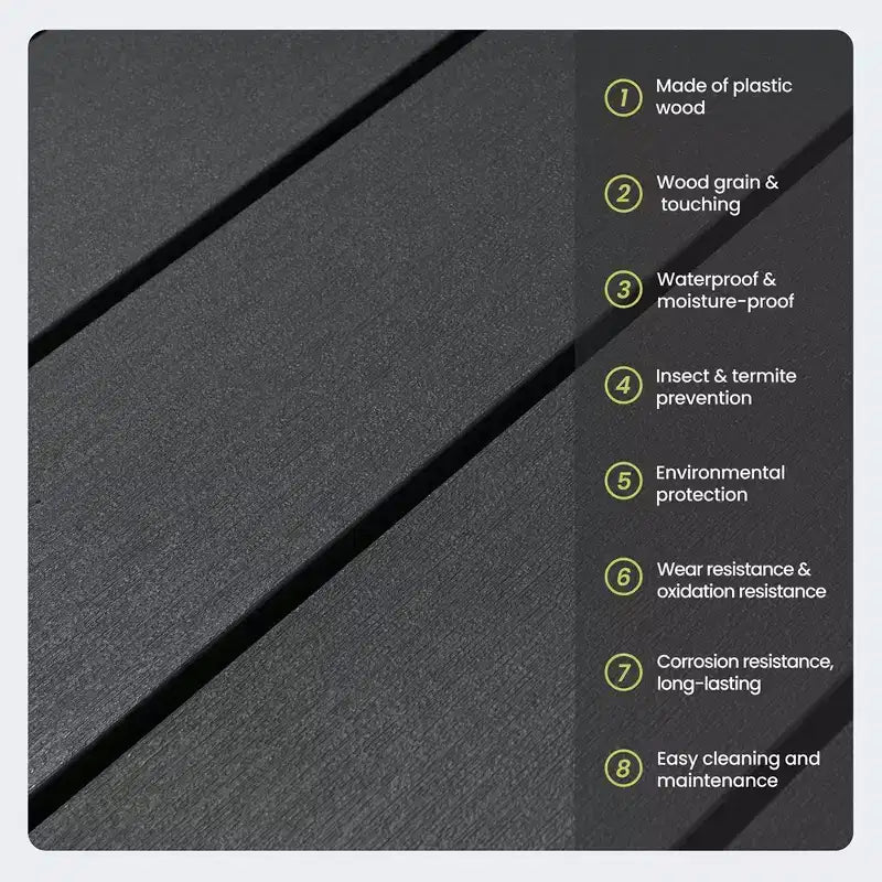 Crestlive Products Tavolo da Pranzo da Esterno per Patio Effetto Legno, Telaio in Alluminio, Foro per Ombrellone